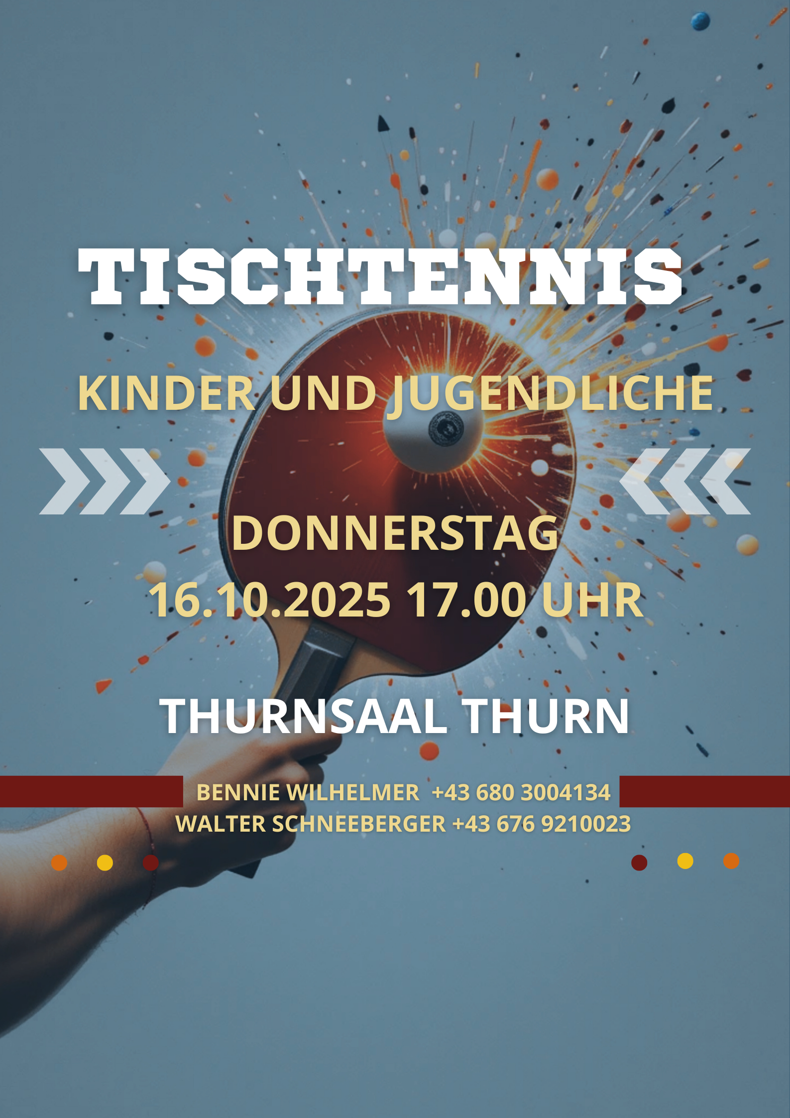 Blue Red Yellow Simple Geometric Table Tennis Tournament Poster für HP